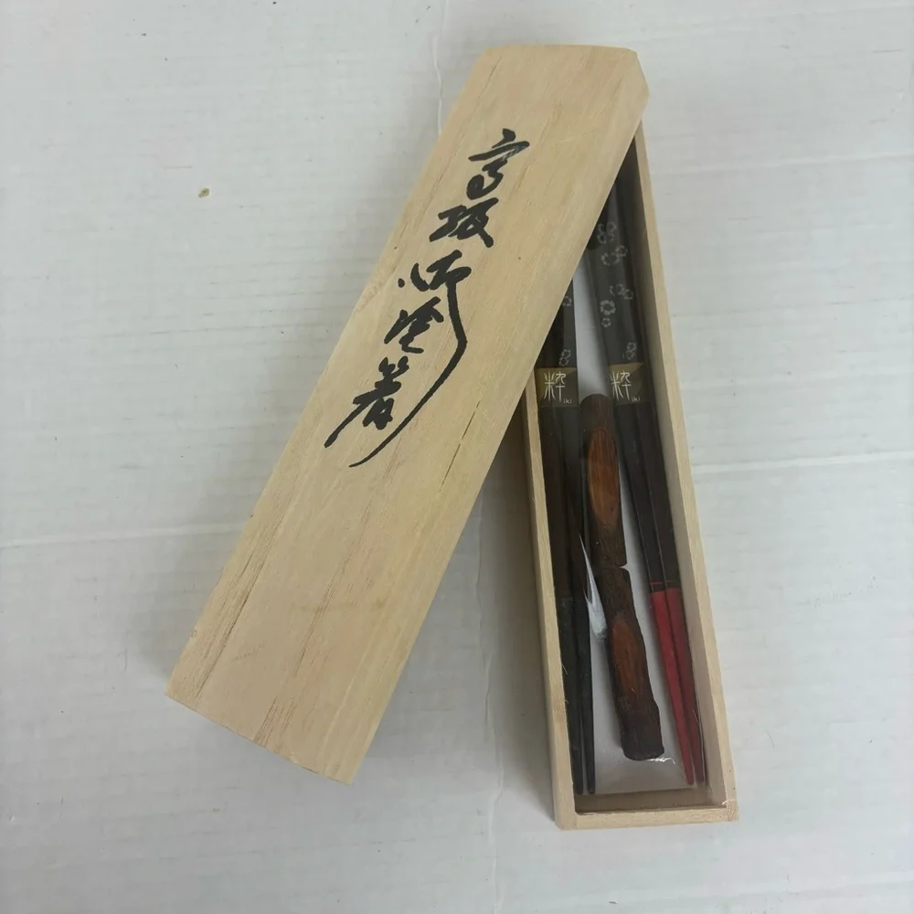 Asian chopsticks set in original wooden box